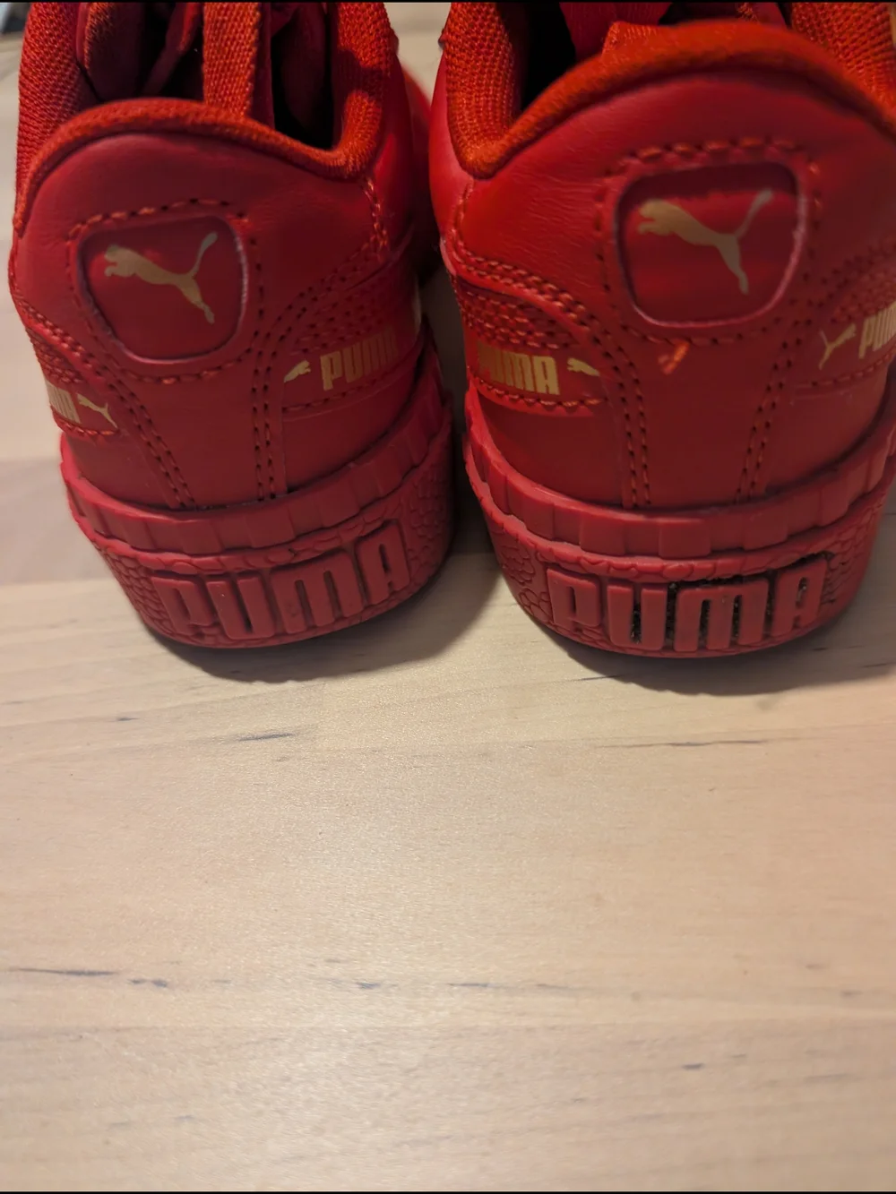Puma Kids Red Sneakers with Gold Accent
